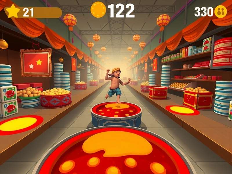 Dal Jumper character collecting laddus in a vibrant Indian market level